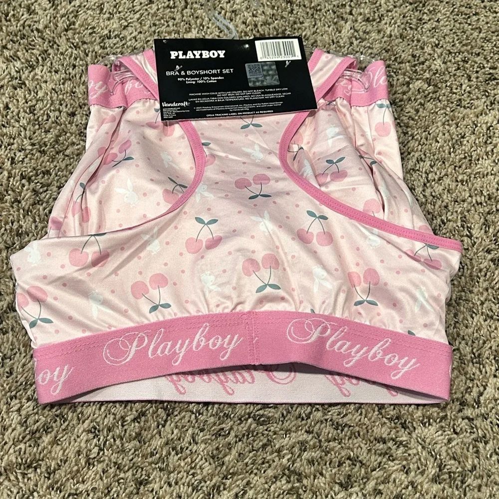 Playboy Pink Cherry Print Lingerie Set